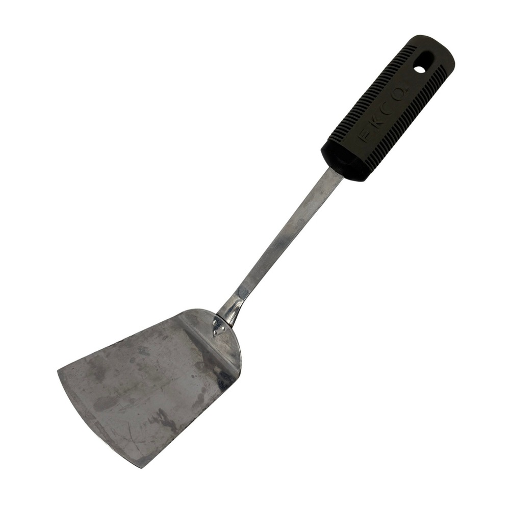 Vtg EKCO Stainless Steel 12" Spatula Flipper Turner Silicone Handle Gray Black
